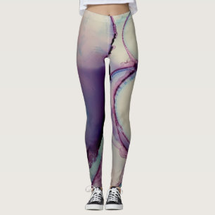 Abstrakte Alcohol-Ink-Kunst Rosa Lila Blau Weiß Leggings