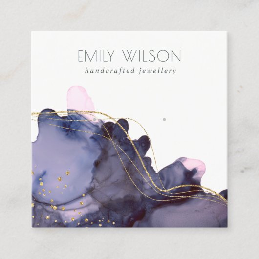 Abstrakte Alcohol Tinte Gold Navy Earring Display Quadratische Visitenkarte (Vorderseite)