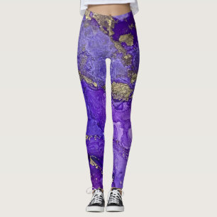 Abstrakte Alcohol-Tinte-Kunst Reiche Purpurfarben  Leggings