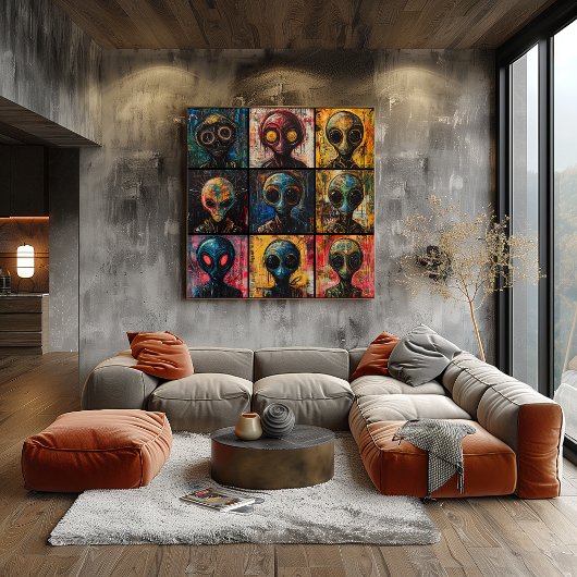 Abstrakte Alien Portraits im Graffiti-Popart-Raste Poster