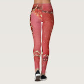 Abstrakte Alkohol Tinte Art Bright Red and Gold Leggings (Rückseite)