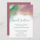 Abstrakte Alkoholfarbe Gold moderne Schrift Einlad Einladung (Vorne/Hinten)