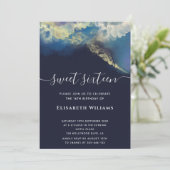 Abstrakte Alkoholfarbe Gold moderne Schrift Einlad Einladung (Stehend Vorderseite)