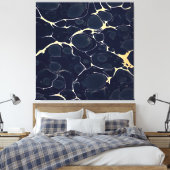 Abstrakte alkoholfarbene Kunst im Dunkeln, blau II Leinwanddruck (Insitu (Schlafzimmer))