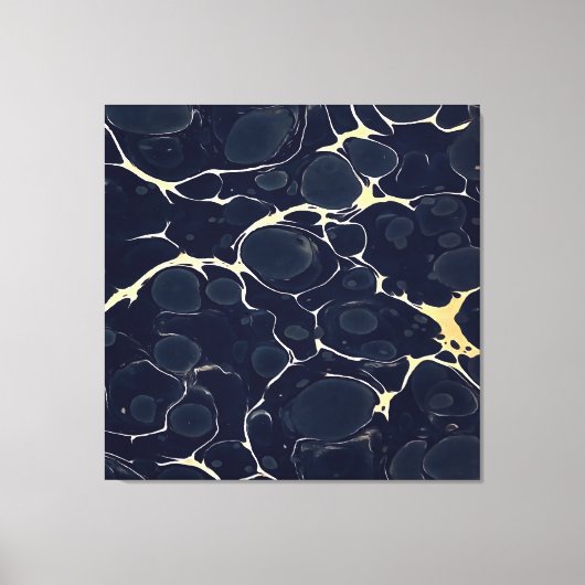 Abstrakte alkoholfarbene Kunst im Dunkeln, blau II Leinwanddruck (Vorderseite)