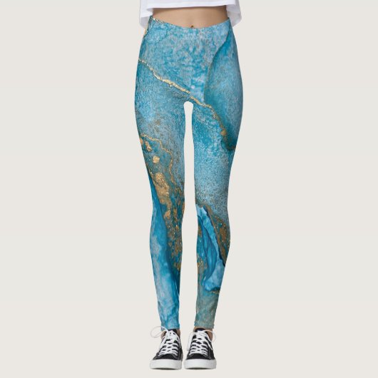 Abstrakte alkoholfreie Getränke Kunst, Aquamarin u Leggings (Vorderseite)