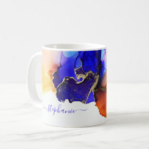 Abstrakte Alkoholtink Blue Named Coffee Tasse