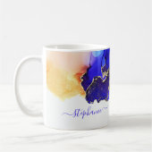 Abstrakte Alkoholtink Blue Named Coffee Tasse (Links)