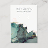 Abstrakte Alkoholtinte Gold Green Earring Display Visitenkarte (Vorderseite)