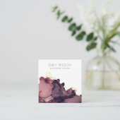 Abstrakte Alkoholtinte Gold Maroon Earring Display Quadratische Visitenkarte (Stehend Vorderseite)