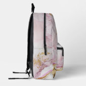 Abstrakte Alkoholtinte in Rosa und Gold (9) Bedruckter Rucksack (Links)