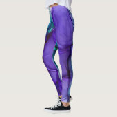 Abstrakte Alkoholtinte Kunst, Aquamarin und Lila Leggings (Links)
