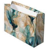 Abstrakte Alkoholtinte mit Goldakzenten Große Geschenktüte (Vorderseite Schrägansicht)