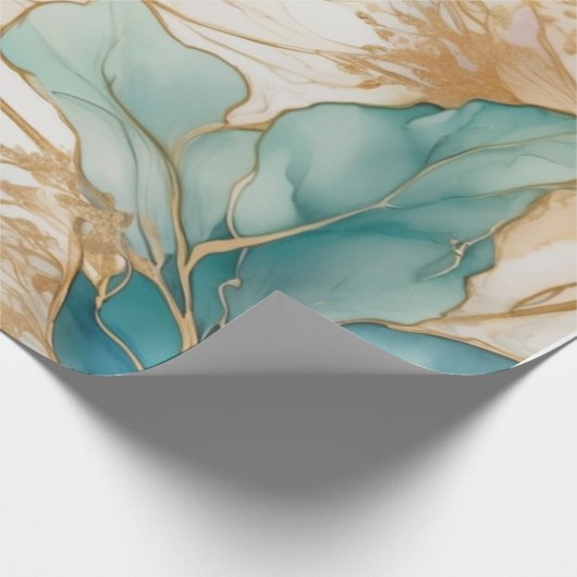 Abstrakte Alkoholtinte mit Goldgrenzen Geschenkpapier (Ecke)