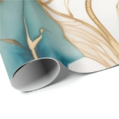 Abstrakte Alkoholtinte mit Goldgrenzen Geschenkpapier (Rolleneckpunkt)