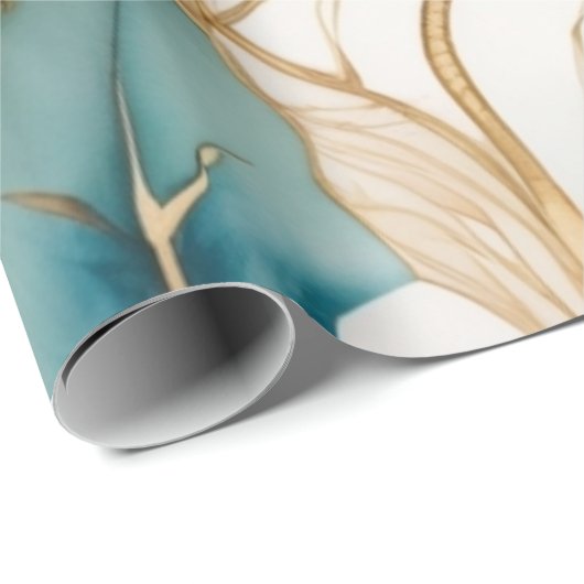 Abstrakte Alkoholtinte mit Goldgrenzen Geschenkpapier (Rolleneckpunkt)