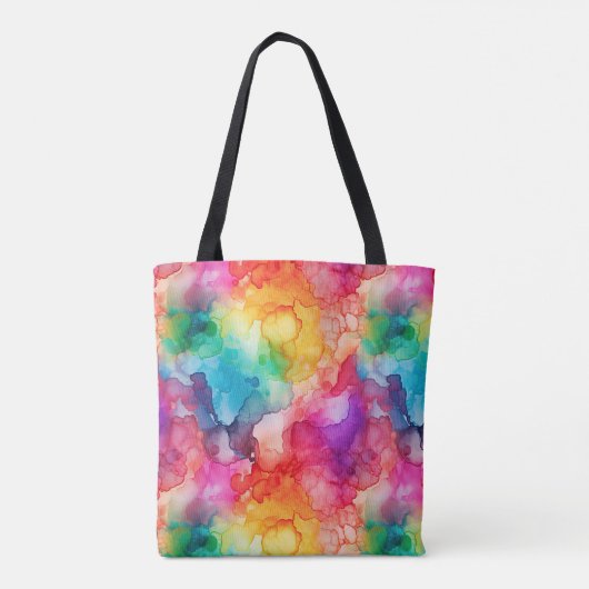 Abstrakte Alkoholtinte Regenbogen Tasche (Rückseite)