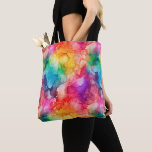 Abstrakte Alkoholtinte Regenbogen Tasche