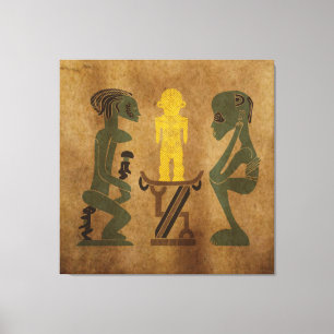 Abstrakte alte Vintage-afrikanische Stammes-Szene Leinwanddruck