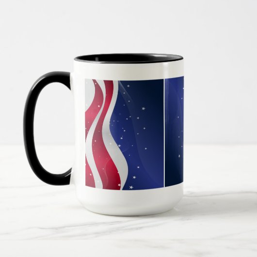 Abstrakte amerikanische Flagge Rot Weiß & Blau Tasse (Links)