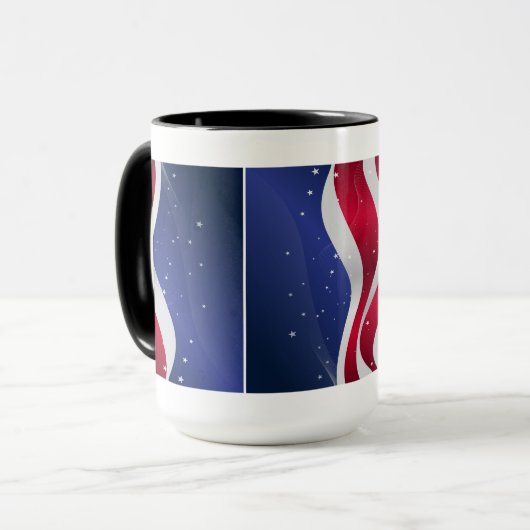 Abstrakte amerikanische Flagge Rot Weiß & Blau Tasse (Vorderseite Links)