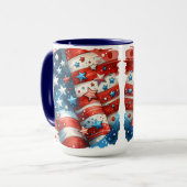 Abstrakte amerikanische Flagge rot, weiß und blau Tasse (Vorderseite Links)