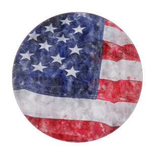 Abstrakte amerikanische Flagge, Wasserfarben Stil. Schneidebrett