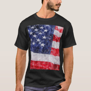 Abstrakte amerikanische Flagge, Wasserfarben Stil. T-Shirt