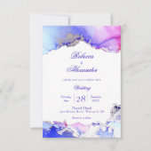 Abstrakte Amethyst Ink Wash Wedding Einladung (Vorderseite)