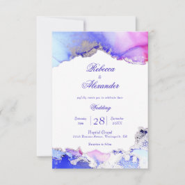 Abstrakte Amethyst Ink Wash Wedding Einladung