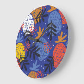 Abstrakte Ananas Blätter Vintages Muster Große Wanduhr (Winkel)