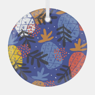 Abstrakte Ananas Blätter Vintages Muster Ornament Aus Glas