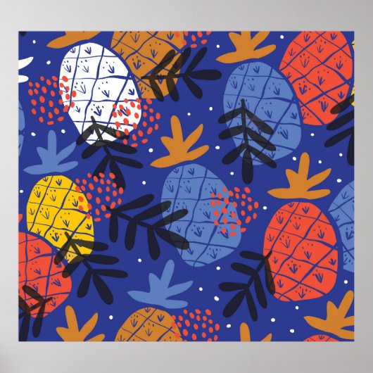 Abstrakte Ananas Blätter Vintages Muster Poster (Vorne)