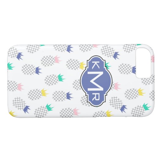 Abstrakte Ananas | Monogramm Case-Mate iPhone Hülle (Rückseite (Horizontal))