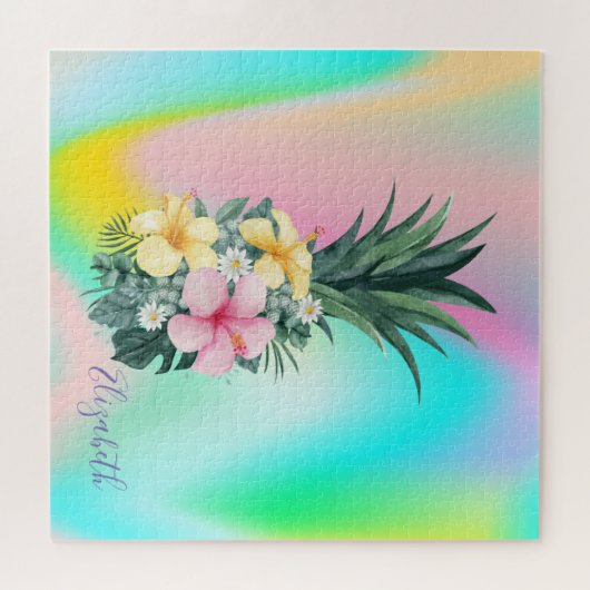 Abstrakte Ananas Tropische Blume Puzzle (Horizontal)