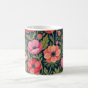 Abstrakte Anemonen & Schmetterlinge Kaffeetasse