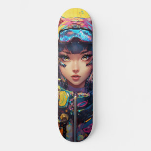 Abstrakte Animationskunst eines Katzenmädchens in Skateboard