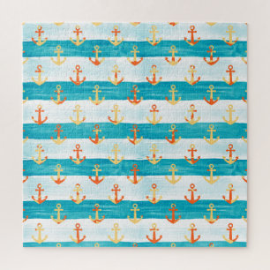 Abstrakte Anker: Wasserfarben-Streifenmuster. Puzzle