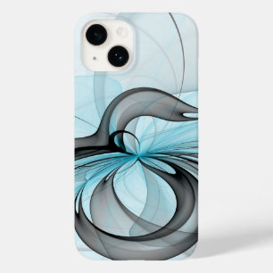 Abstrakte Anthrazitgraue Blaue Moderne Fraktal-Kun Case-Mate iPhone 14 Hülle