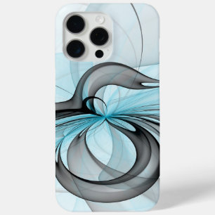 Abstrakte Anthrazitgraue Blaue Moderne Fraktal-Kun Case-Mate iPhone Hülle