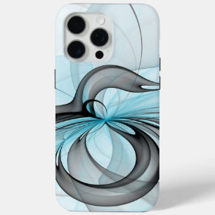 Abstrakte Anthrazitgraue blaue moderne Fraktal-Kun Case-Mate iPhone Hülle