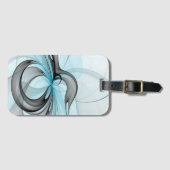 Abstrakte Anthrazitgraue Blaue Moderne Fraktal-Kun Gepäckanhänger (Vorderseite (Horizontal))