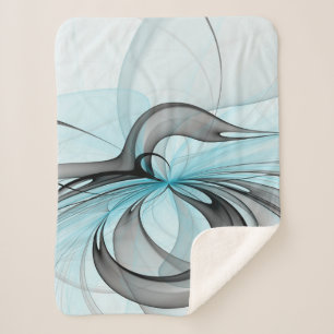 Abstrakte Anthrazitgraue blaue moderne Fraktal-Kun Sherpadecke