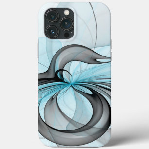 Abstrakte Anthrazitgraue blaue moderne fraktale Ku Case-Mate iPhone Hülle