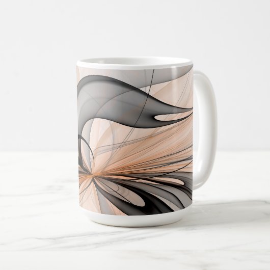 Abstrakte Anthrazitgraue Siena Moderne Fraktal-Kun Kaffeetasse (VorderseiteRechts)
