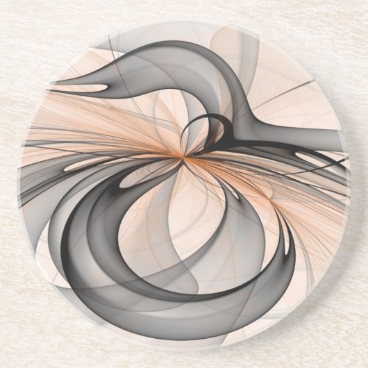 Abstrakte Anthrazitgraue Sienna Moderne Fractal-Ku Getränkeuntersetzer (Vorne)