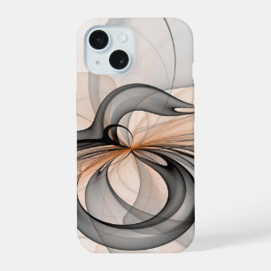 Abstrakte Anthrazitgraue Sienna Moderne Fractal-Ku iPhone 15 Hülle
