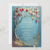 Abstrakte Apfelbaumhochzeit Save The Date (Vorderseite)