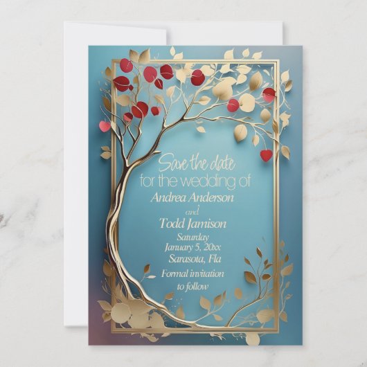 Abstrakte Apfelbaumhochzeit Save The Date (Vorderseite)