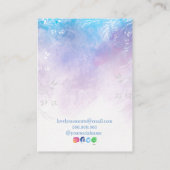 Abstrakte Aqua Blue Halskletterohrringe Visitenkarte (Rückseite)